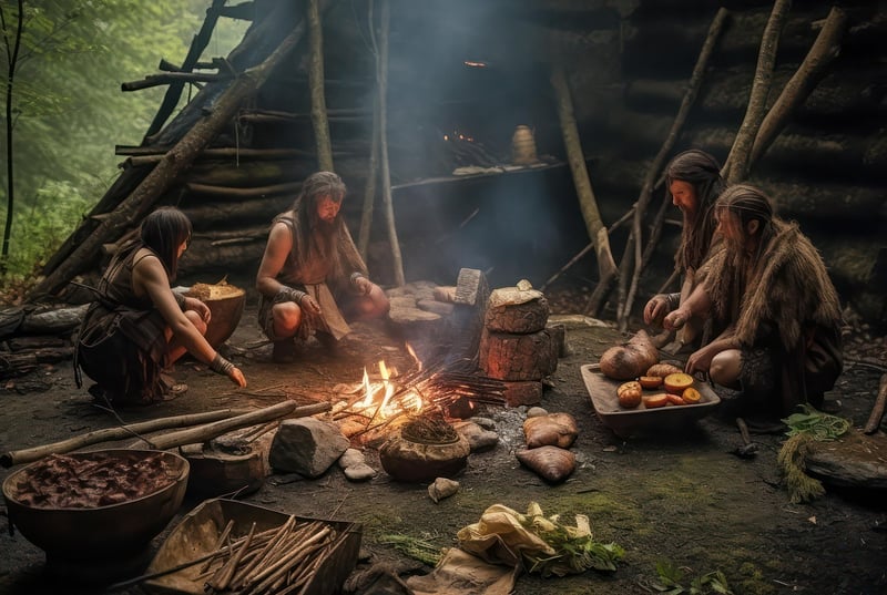 Caveman in prehistoric times